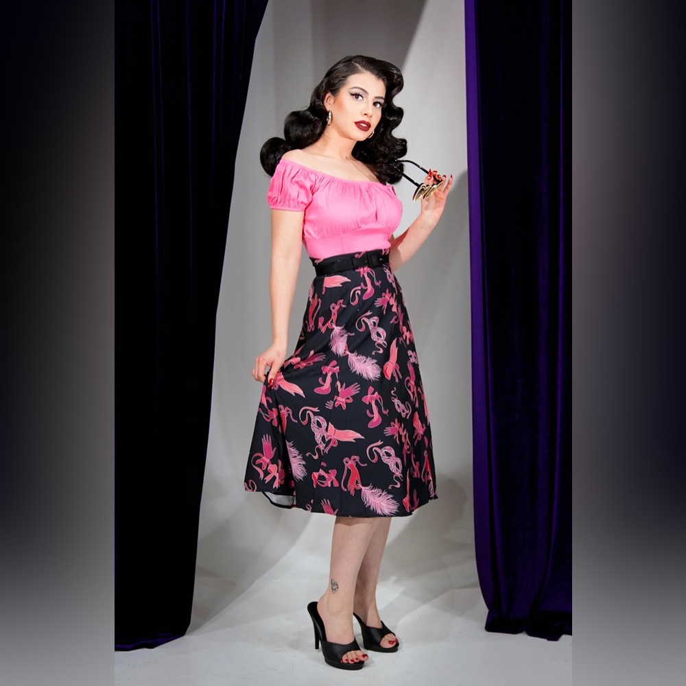 Pinup Girl Clothing Fetish Print Viva Tulip Skirt